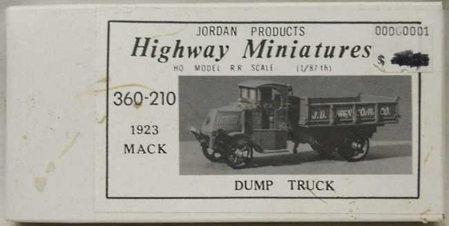 Jordan Products 1/87 1923 Mack Dump Truck HO Scale, 360-210 plastic model kit